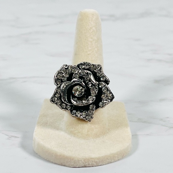 Source Unknown Jewelry - Rhinestone Rose Adjustable Ring
